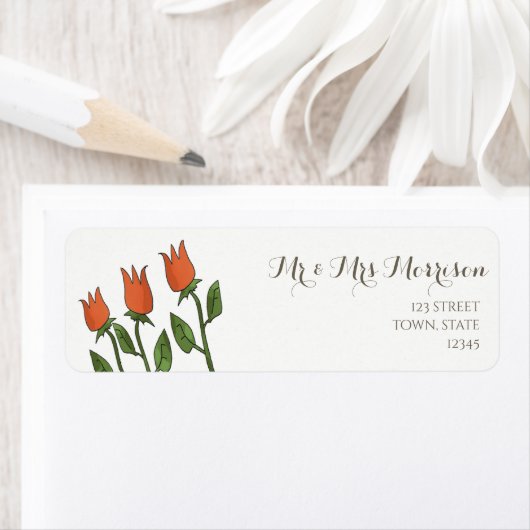 Rote Blume Einfache Rücksendeadresse (Insitu)