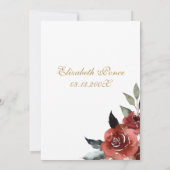 Rote Blume Einladung Quinceanera (Rückseite)