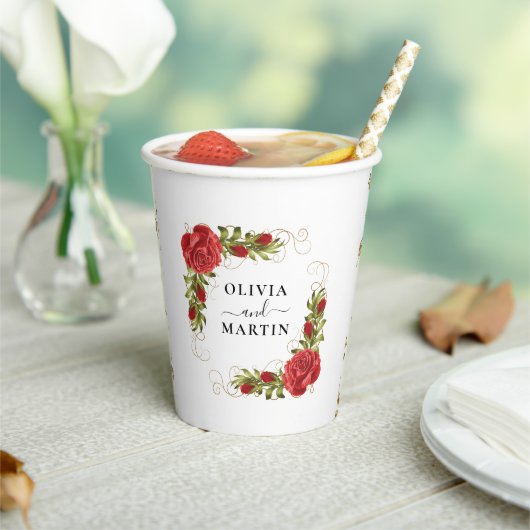 Rote Blume Elegancy Wedding Paper Cups Pappbecher (In Situ)