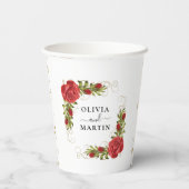 Rote Blume Elegancy Wedding Paper Cups Pappbecher (Rückseite)