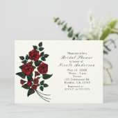 Rote Blume Elegant Bridal Dusche Einladungen (Stehend Vorderseite)