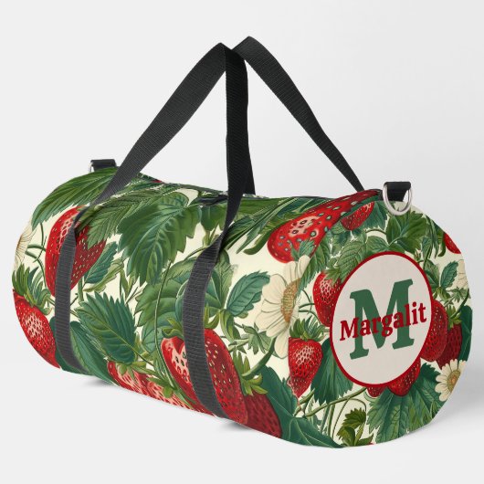Rote Blume Erdbeeren Erdbeeren Duffle Bag (Linke Ecke)