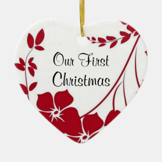 rote Blume erste Weihnachtsverzierung Keramikornament