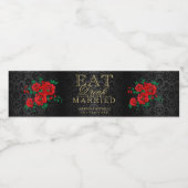 Rote Blume - essen, trinken und Verheiratet sein Wasserflaschenetikett (Einzelnes Label)