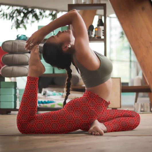 Rote Blume Fett Elegantes Muster floraler Hype Leggings