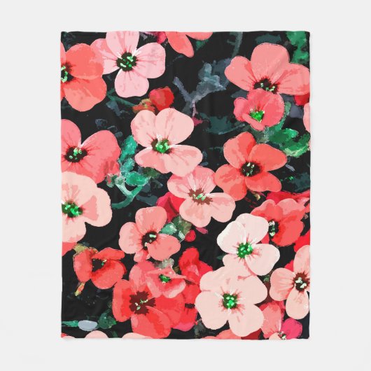 Rote Blume Fleecedecke (Vorderseite)