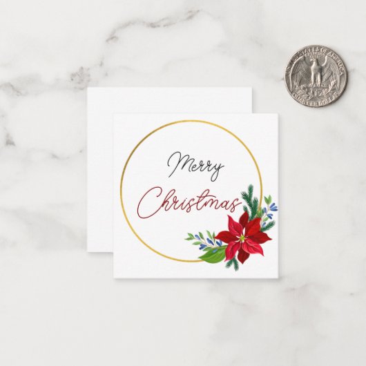 Rote Blume frohe Luxus Weihnachtskarte Mitteilungskarte (Vorderseite/Rückseite Beispiel)