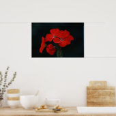 Rote Blume gegen schwarzes Hintergrundplakat Poster (Küche)