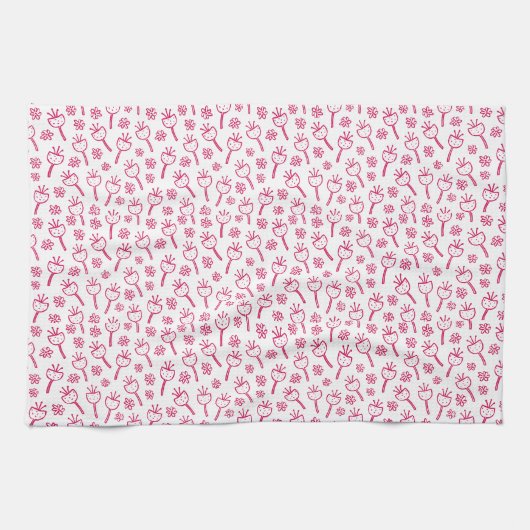 Rote Blume Gemustert Küchentücher (Horizontal)