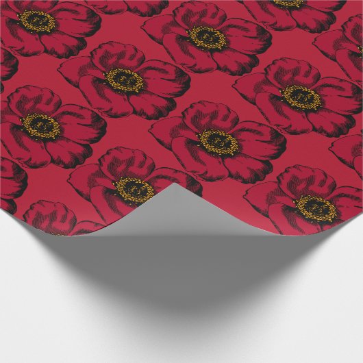 Rote Blume Geschenkpapier (Ecke)