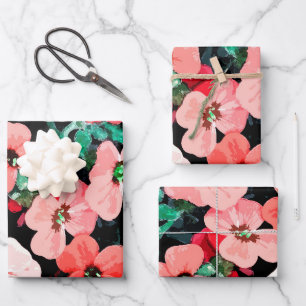 Rote Blume Geschenkpapier Set