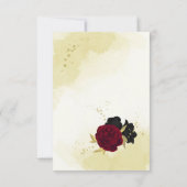 Rote Blume Gold Blätter Hochzeit Dankeskarte (Rückseite)