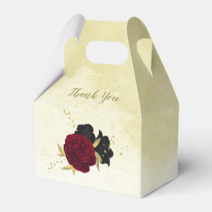 Rote Blume Gold Blätter Hochzeit Geschenkschachtel