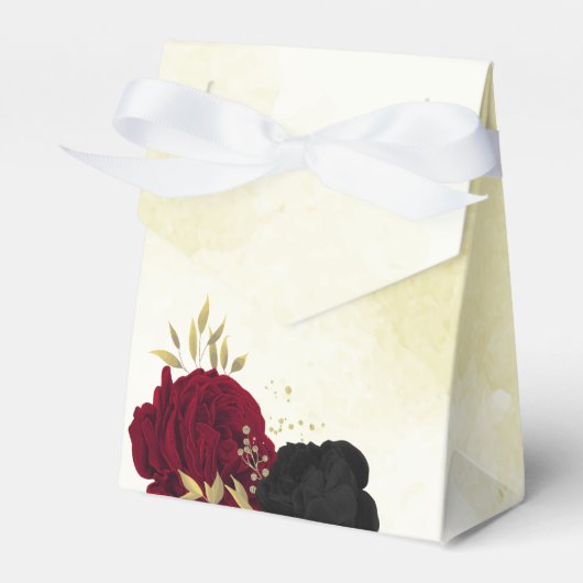 Rote Blume Gold Blätter Hochzeit Geschenkschachtel (Vorderseite)