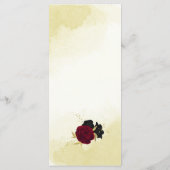 Rote Blume Gold Blätter Hochzeit Menükarte (Rückseite)
