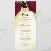 Rote Blume Gold Blätter Hochzeit Menükarte (Vorderseite)