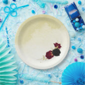 Rote Blume Gold Blätter Hochzeit Pappteller (Party)