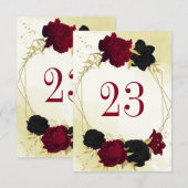 Rote Blume Gold Blätter Hochzeit Tischnummer (Vorne/Hinten)