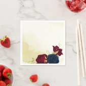 Rote Blume Gold Blätter Hochzeitsnapkins Serviette (Beispiel)