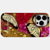 Rote Blume Gold Glitzer Schmetterlinge Individuell Case-Mate iPhone Hülle (Rückseite (Horizontal))