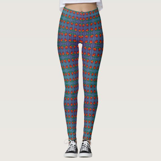 Rote Blume got die Blues Leggings (Vorderseite)