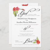 Rote Blume Gott ist Liebe Kalligrafie Religiöse Einladung (Vorne/Hinten)