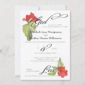 Rote Blume Gott ist Liebe Religiöse Hochzeit Einladung (Vorderseite)