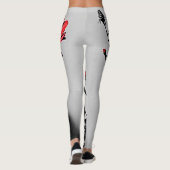 Rote Blume Grau Art Leggings (Rückseite)