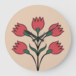 Rote Blume Große Wanduhr