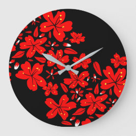 Rote Blume Große Wanduhr