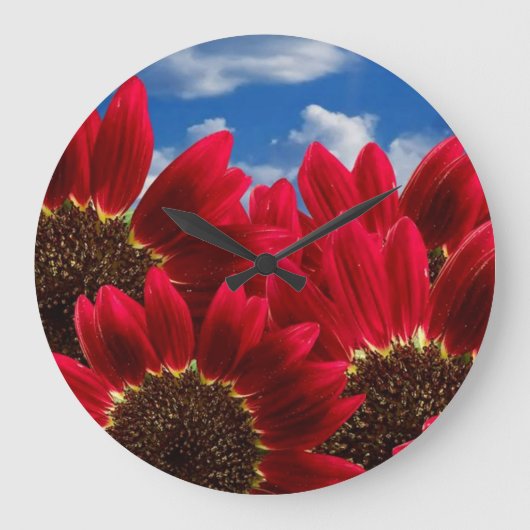 rote Blume Große Wanduhr (Vorderseite)