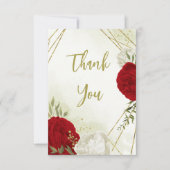 Rote Blume, grüne Blätter Dankeskarte (Vorderseite)