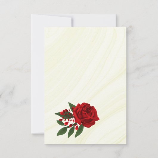 Rote Blume, grüne Blätter Dankeskarte (Rückseite)