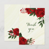 Rote Blume, grüne Blätter Dankeskarte (Vorne/Hinten)