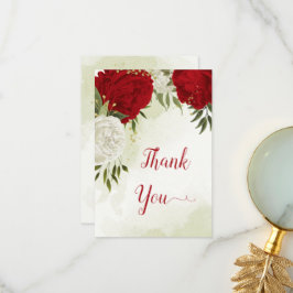 Rote Blume, grüne Blätter Dankeskarte