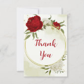 Rote Blume, grüne Blätter Dankeskarte (Vorderseite)