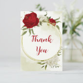 Rote Blume, grüne Blätter Dankeskarte (Stehend Vorderseite)