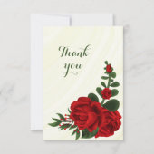 Rote Blume, grüne Blätter Dankeskarte (Vorderseite)