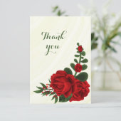 Rote Blume, grüne Blätter Dankeskarte (Stehend Vorderseite)