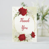 Rote Blume, grüne Blätter Dankeskarte (Stehend Vorderseite)