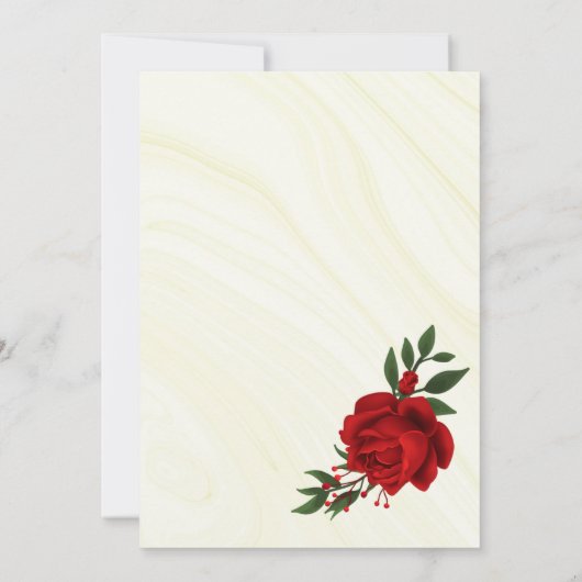 Rote Blume Grüne Blätter Goldkranz Save The Date (Rückseite)