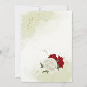 Rote Blume Grüne Blätter Hochzeit Einladung (Rückseite)