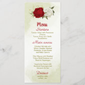 Rote Blume Grüne Blätter Hochzeit Menükarte (Vorderseite)