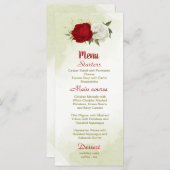 Rote Blume Grüne Blätter Hochzeit Menükarte (Vorne/Hinten)