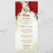 Rote Blume Grüne Blätter Hochzeit Menükarte (Vorderseite)
