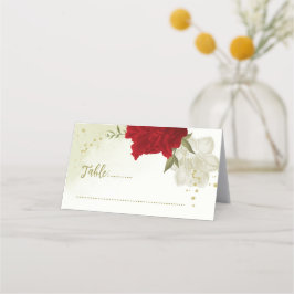 Rote Blume Grüne Blätter Hochzeit Platzkarte