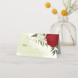 Rote Blume Grüne Blätter Hochzeit Platzkarte