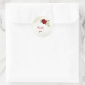 Rote Blume Grüne Blätter Hochzeit Runder Aufkleber (Tasche)