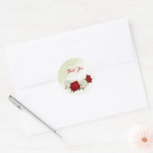 Rote Blume Grüne Blätter Hochzeit Runder Aufkleber (Umschlag)