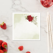 Rote Blume Grüne Blätter Hochzeit Serviette (Beispiel)